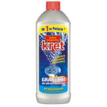UDRAŻNIACZ DO RUR KRET GRANULKI 800G WC ŁAZIENKA