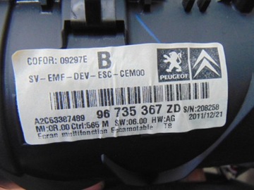 DISPLEJ PEUGEOT 3008 I 5008 96735367ZD