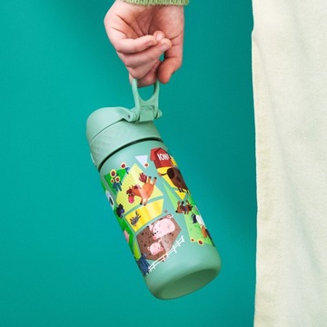 STALOWY LEKKI BIDON DLA DZIECKA DO SZKOŁY ZWIERZĘTA ION8 0,4 L