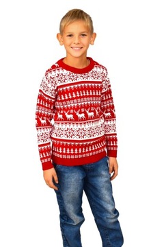 КРАСНЫЙ НОРВЕЖСКИЙ РОЖДЕСТВЕНСКИЙ СВИТЕР С РОЖДЕСТВЕНСКИМ ОЛЕНЯМИ ДЛЯ ДЕТЕЙ 1/2 ГОДА