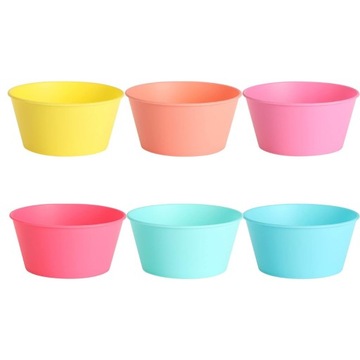 6 МНОГОРАЗОВЫХ ПЛАСТИКОВЫХ ЧАШ ДЛЯ ПИКНИКА, 400 мл, разноцветные для детей