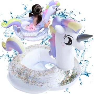 Круг для плавания с сиденьем Unicorn и блестящим матрасом для бассейна и пляжа