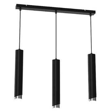 EWILIGHT Lampa sufitowa wisząca listwa tuba eye 3xGU10 czarny/chrom