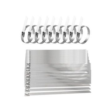 100 sztuk opasek kablowych ze stali nierdzewnej Elementy metalowe wielokrotnego użytku 4,6 mm x 200 mm
