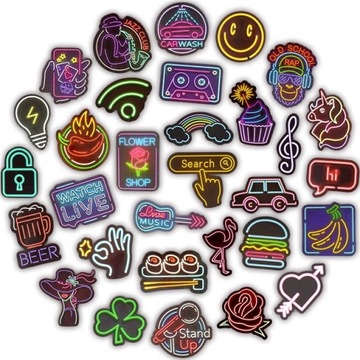 Naklejki wlepki STICKER NEONOWE MIX NOC 50szt