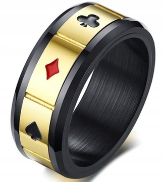 PIERŚCIEŃ Sygnet ZŁOTY Poker Karty OBRĄCZKA 213