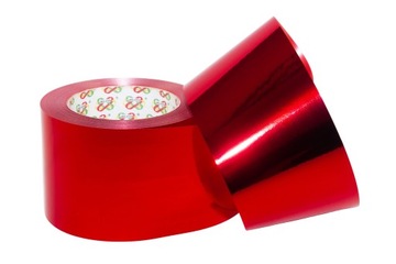 WSTĄŻKA PP METALICZNA GŁADKA 8cm/45m CZERWONA