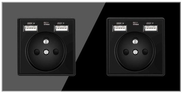 GNIAZDKO USB SZKLANE GNIAZDO PODWÓJNY Z 4 USB 2.1A