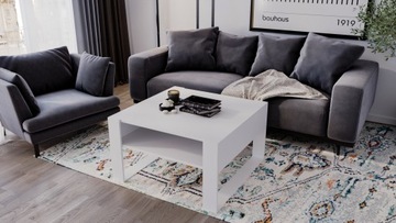 Stolik kawowy KARO ława loft retro biały stół 85cm