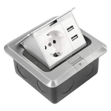 1 двойная евророзетка Access, серебристая J02, выдвижная