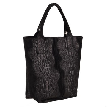 CZARNA TOREBKA WOREK KROKODYL SHOPPER TORBA A4