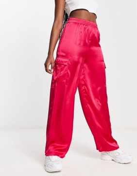 New Look Różowe satynowe spodnie bojówki L