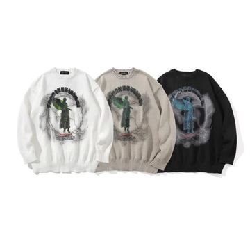 Autumn Winter Men's Dark Statue Printing Knit High