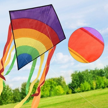 ОДНОЛИНЕЙНЫЙ КАЙТ ДЛЯ ДЕТЕЙ РАДУЖНЫХ ЦВЕТОВ С ЛИНЕЙКОЙ И ПОЛОСКИМ ХВОСТОМ