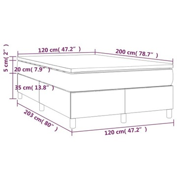 Континентальная кровать с матрасом, синяя, ткань 120х200 см.