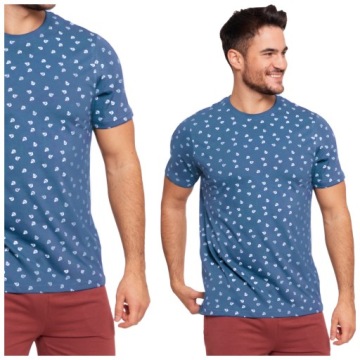 KOSZULKA MĘSKA T-SHIRT BAWEŁNIANY Z KRÓTKIM REKAWEM MORSKI WZÓR MORAJ R.XXL