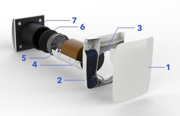 Rekuperator ścienny KERS+ 50 160mm pilot 50m3/h czujnik wilgotności + Wifi