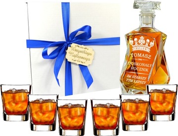 Karafka z grawerem szklanki do whisky z grawerem 6 szt. Zestaw do whisky