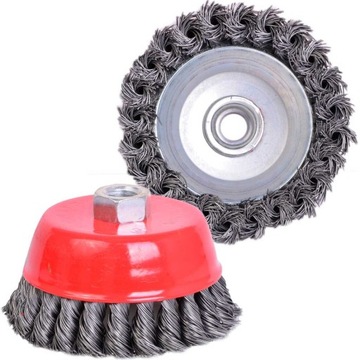 SZCZOTKA DRUCIANA 80MM GWINT M14 CZOŁOWA PLECIONA