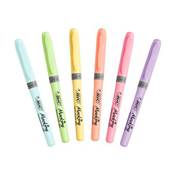 BIC HIGHLIGHTER GRIP SCHOOL OFFICE ХАЙЛАЙТЕР 6 ПАСТЕЛЬНЫХ ЦВЕТОВ