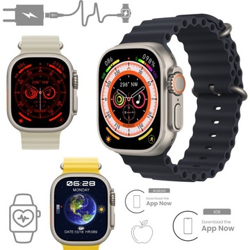 SMARTWATCH ULTRA SMART ULTRAWATCH MĘSKI DAMSKI MENU PL GPS WODOODPORNY NFC