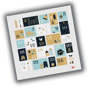 NAKLEJKI ŚWIĄTECZNE KALENDARZ ADWENTOWY 08 20x20