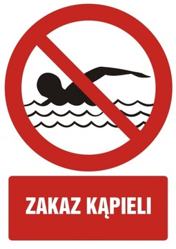 Zakaz kąpieli znak 33x46,7 PCV
