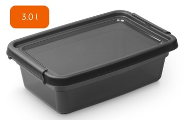 Pojemnik z pokrywą plastikowy czarny 3,0 l