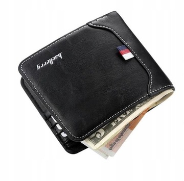 Męski portfel skórzany czarny Ochrona Kart Premium skóra elegancki mały
