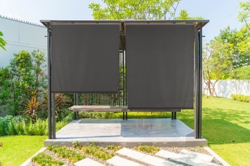 РОЛЬСТАВНИ ДЛЯ САДОВОЙ ПЕРГОЛЫ ДЛЯ БАЛКОНА-ТЕРРАСЫ, СЕРАЯ 120Х225