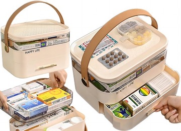 DUŻY POJEMNIK ORGANIZER PRZECHOWYWANIE LEKÓW APTECZKA 27x21x19CM