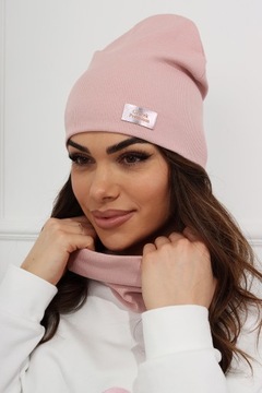 КОМПЛЕКТ ЖЕНСКАЯ ШАПКА ВЕСНА-ОСЕНЬ ТОНКАЯ ЛЕГКАЯ УДОБНАЯ ЛЕНТА РОЗОВАЯ