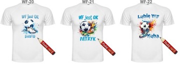 Koszulka sportowa futbol piłka nożna na WF+ imię 146/152 cm Kibic Wzory