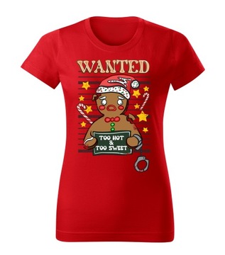 KOSZULKA T-SHIRT CZERWONA DAMSKA ŚWIĄTECZNA PREZENT NA ŚWIĘTA CIASTKO M