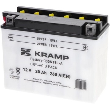 Akumulator 12V 20 Ah 265A z elektrolitem Kramp