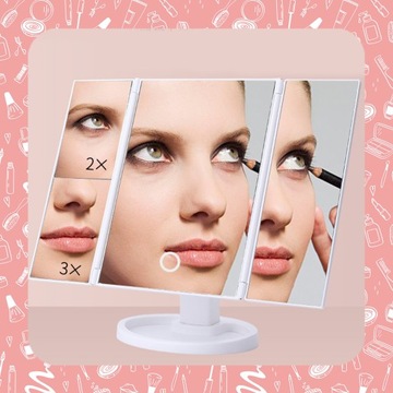 КОСМЕТИЧЕСКОЕ ЗЕРКАЛО СО СВЕТОДИОДНОЙ ПОДСВЕТКОЙ СКЛАДНОЕ ЗЕРКАЛО ДЛЯ МАКИЯЖА ПРЕМИУМ-ПРЕМИУМ