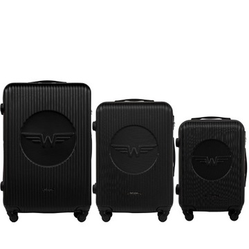 Zestaw/komplet 3 walizek Wings ABS SWALLOW SWL02-3: L, M, S, BLACK/CZARNE