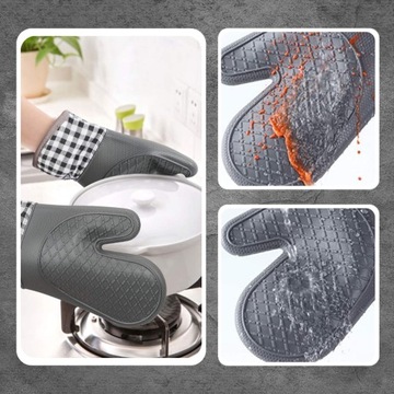 Термостойкие силиконовые кухонные перчатки, комплект из 2 защитных перчаток.