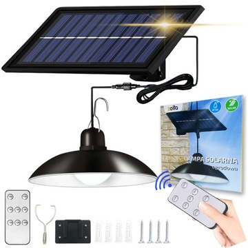 LAMPA SOLARNA LED OGRODOWA WISZĄCA Z CZUJNIKIEM ZMIERZCHU ŻYRANDOL + PILOT