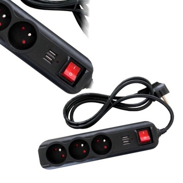 PRZEDŁUŻACZ LISTWA ZASILAJĄCA 3M 3 GNIAZDA USB