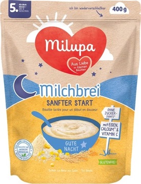 MILUPA NA NOC PIERWSZA MLECZNA KASZKA 4m B/GLUTENU