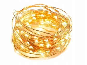 LAMPKI CHOINKOWE DRUCIKI 100 LED CIEPŁA BIEL