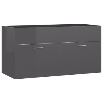 Szafka pod umywalkę, szara, wysoki połysk, 90x38