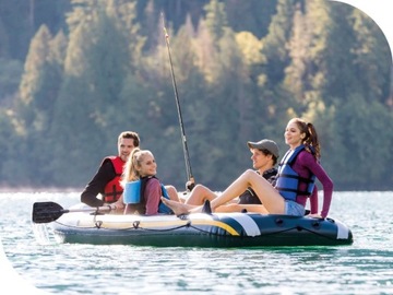 Большая надувная лодка Intex Seahawk на 4 человека. ВЕСЕЛЬНЫЙ НАСОС 68351 МОДЕЛЬ 2024 ГОДА