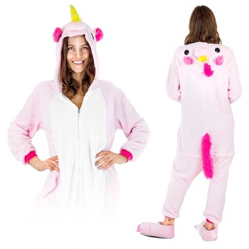 KOSTIUM ONESIE KIGURUMI RÓŻOWY PEGAZ CIEPŁA PIŻAMA ZAMEK DRES KOMBINEZON XL