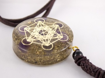 КРАСИВОЕ ОЖЕРЕЛЬЕ, КУЛОН-АМУЛЕТ, АМЕТИСТ, ПОДАРОК, КУБ МЕТАТРОНА, МЕДЬ