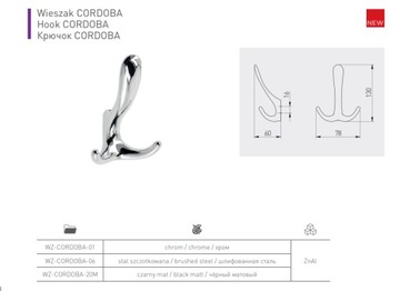 Wieszak meblowy CORDOBA GTV czarny mat potrójny
