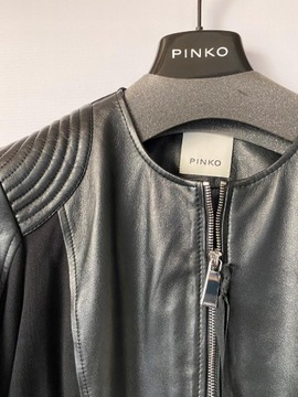 PINKO Kurtka skórzana biker czarna OPERETTA XL 42