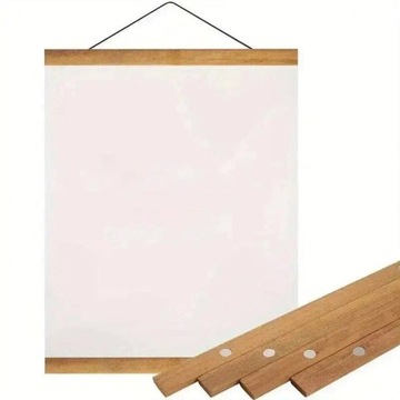 DREWNIANA MAGNETYCZNA RAMKA NA PLAKAT 41cm do Mapy Ramka wieszak Na poster