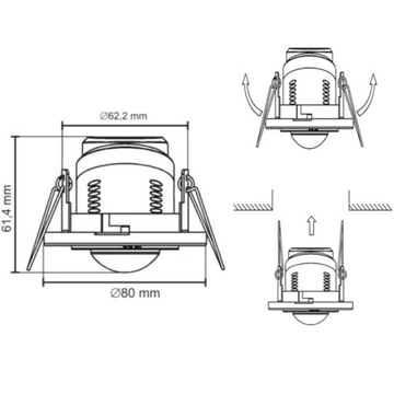 ДАТЧИК ДВИЖЕНИЯ ПОТОЛОЧНЫЙ PIR-ДАТЧИК СКРЫТОГО МОНТАЖА СВЕТОДИОДНЫЙ ДАТЧИК РЕГУЛИРОВКИ 800 Вт 360°